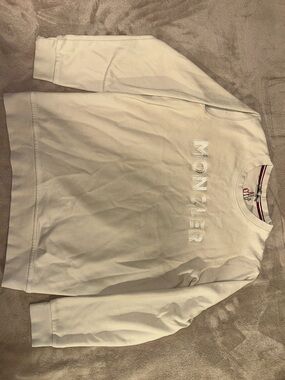 Moncler Cream Embroidered Logo Crewneck Sweatshirt
